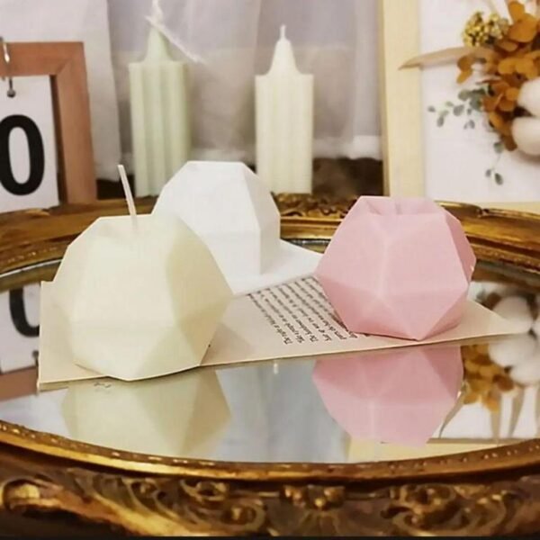 Set of 3 Diamond Hexagon 3D Irregular Candles for Home Decor