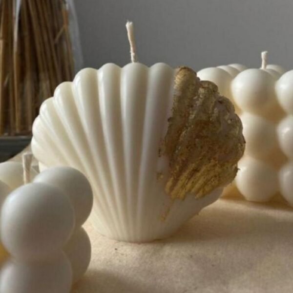 Gold Foil Scented Mini Sea Shell Candle (1pc) - 5.8cm x 6.81cm for Home Decor and Parties
