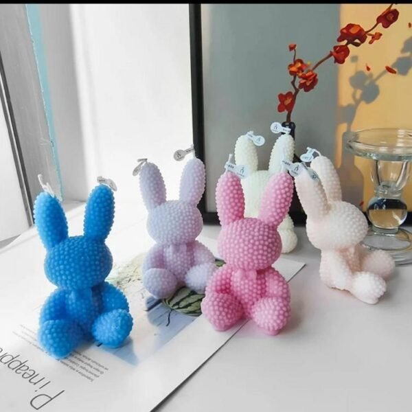 Pack of 2: 3D Pearl Rabbit Candles - Handmade Bunny Decor with Aroma