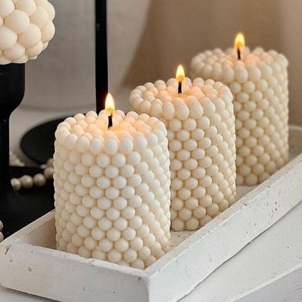 Bubble Design Cylindrical Decorative Candle