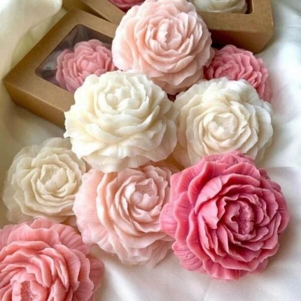 Peony Flower Candles - Handmade Vegan Bridal Shower Favors and Gift for Birthdays