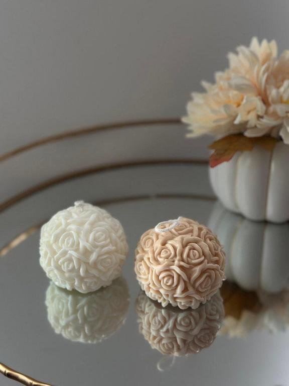 Handmade Rose Ball Candle (1pc) - Unique Gift for Weddings, Anniversaries, and Home Decor