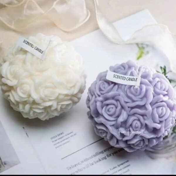 Set of 2 Unscented Rose Ball Candles - Ideal for Weddings, Mother's Day, Valentine's Day, and Gifts for Loved Ones