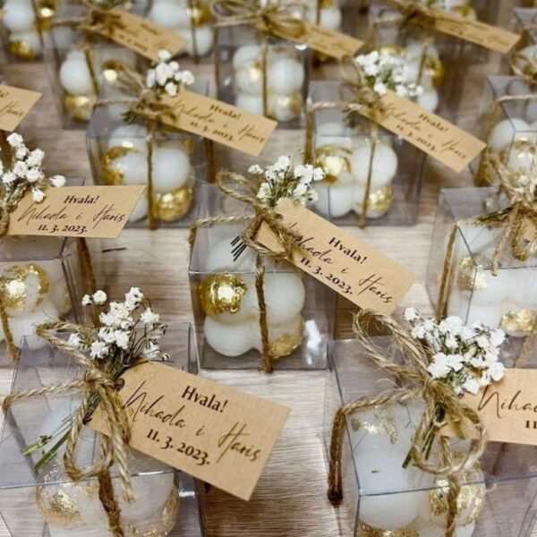 Personalized Mini Bubble Gold Flake Scented Candle for Weddings, Baby Showers, and Events