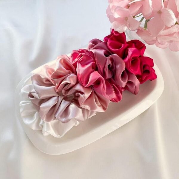 Pink Shades Silk Scrunchie Set by Chouchou en Soie | Rose Silk Scrunchy Pack | Vegan Friendly Hair Ties