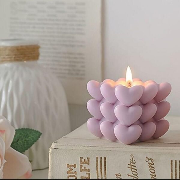 3D Heart Shaped Love Heart Cube Candle - Scented Colorful Candle for Home Decor and Gifting