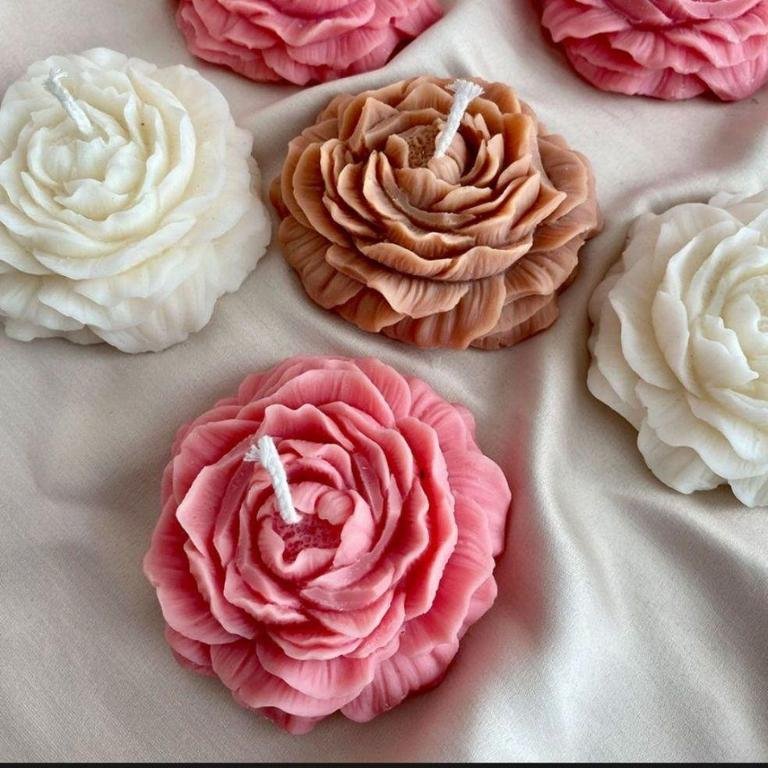 Pack of 10 Peony Flower Scented Candles for Home Decor and Gifting