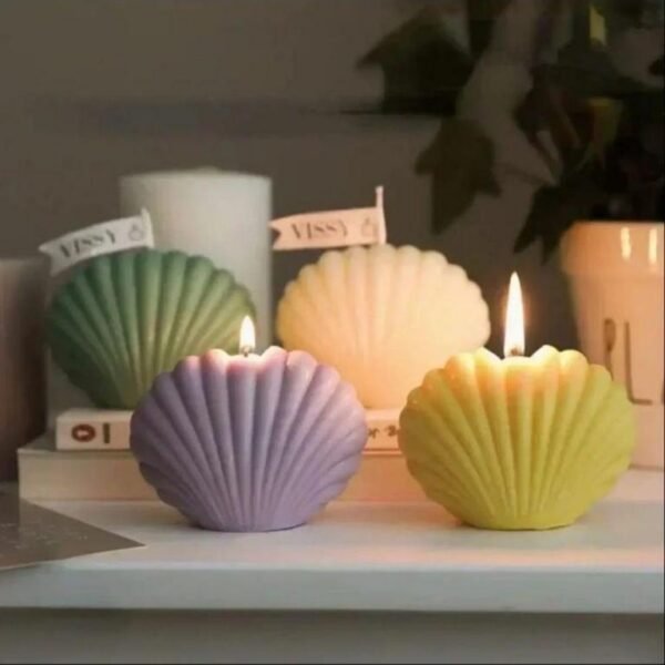 Set of 8 Shell Scented Candles for Decorative Home and Beach Decor