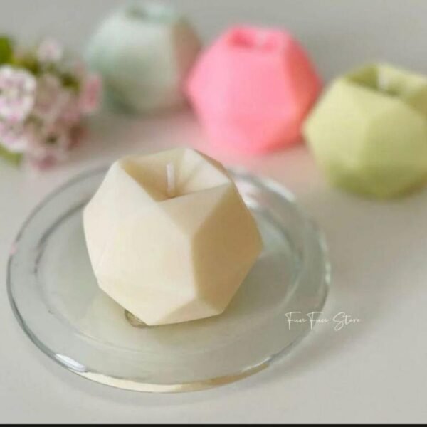 Set of 10 Geometric Diamond Hexagon Candles for Home Décor | 3D Irregular Design