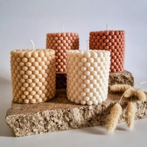 Set of 4 Cylindrical Bubble Decorative Candles