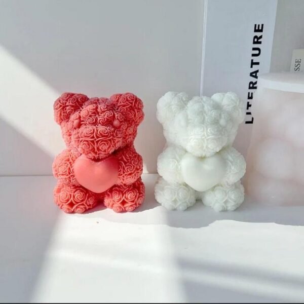 Pack of 5 Handmade 3D Bear Hug Candles for Home Decor and Gifting | Flower Teddy Bear Design