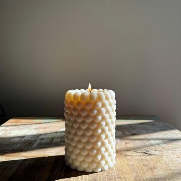 Cylindrical Bubble Candle - Decorative Pillar Candle for Home Decor