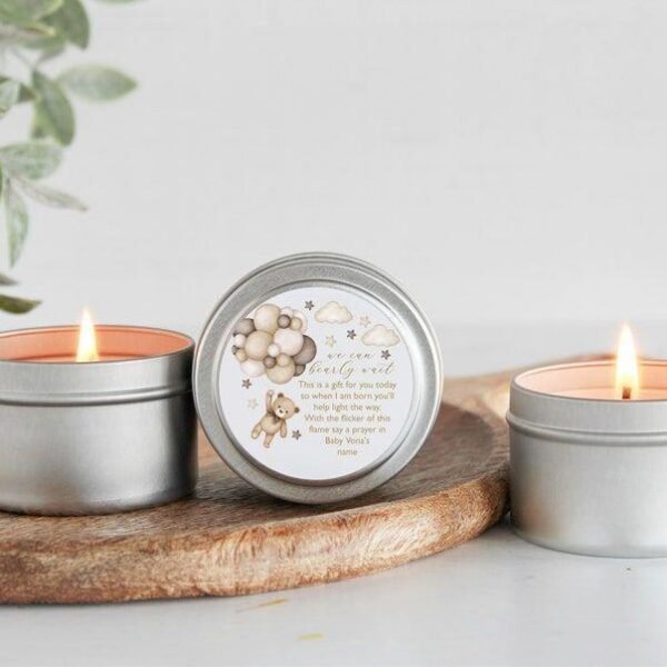 Set of 2 Silver Tin Scented Candles with Rose and Jasmine Fragrance