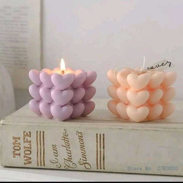 Pack of 10 Love Heart Cube Candle - 3D Heart-Shaped Scented Candles for Home Decor and Gifts
