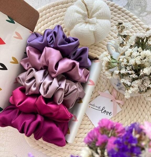 Set of 5 Handmade Luxury Scrunchies in Various Shades